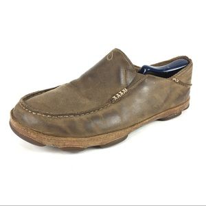 Olukai Moloa Brown Leather Slip On 8.5